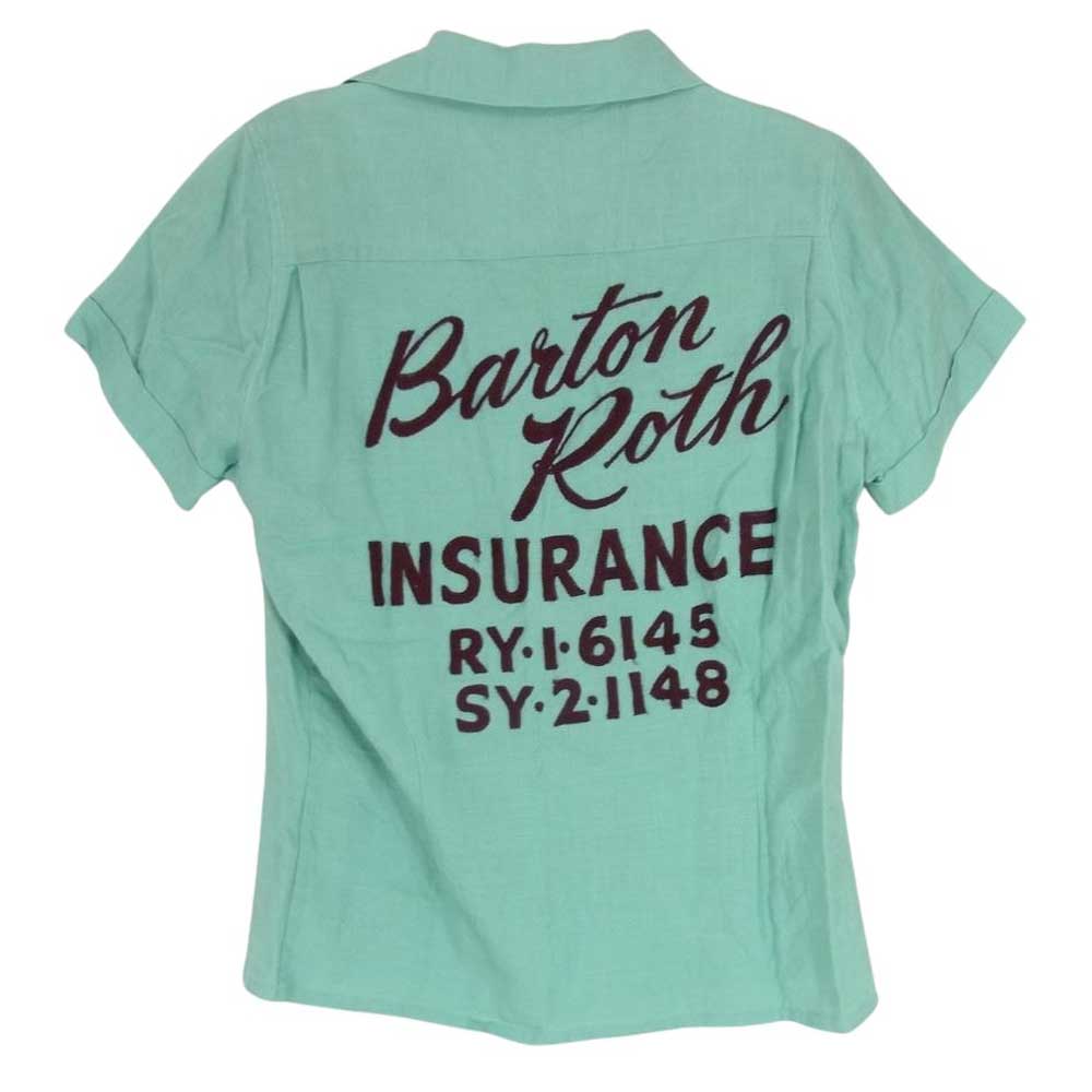 ヴィンテージ 50s～60s VINTAGE ヴィンテージ レディース 半袖 ボーリング シャツ グリーン系 サイズ表記無【中古】