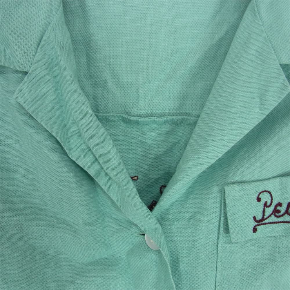 ヴィンテージ 50s～60s VINTAGE ヴィンテージ レディース 半袖 ボーリング シャツ グリーン系 サイズ表記無【中古】