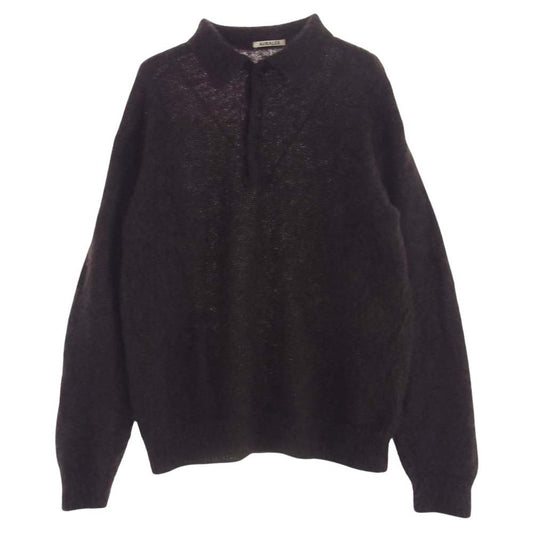 AURALEE オーラリー 22AW A22AP02KM BRUSHED SUPER KID MOHAIR KNIT POLO ブラッシュド キッドモヘア モヘヤ ニット プルオーバー ダークブラウン系 5【中古】