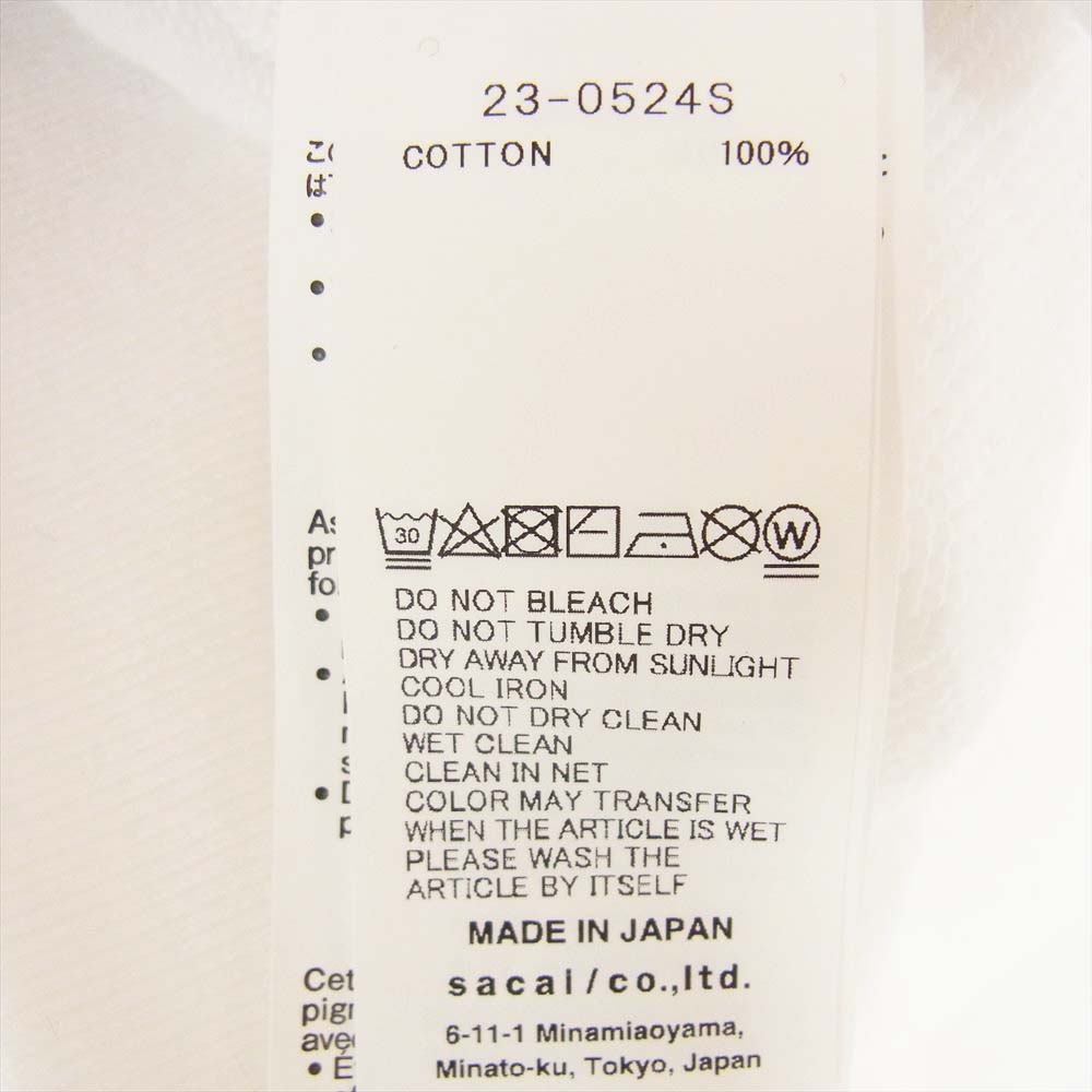 Sacai サカイ 23SS 23-0524S Print Hoodie プリント プルオーバー パーカー ホワイト系 1【美品】【中古】