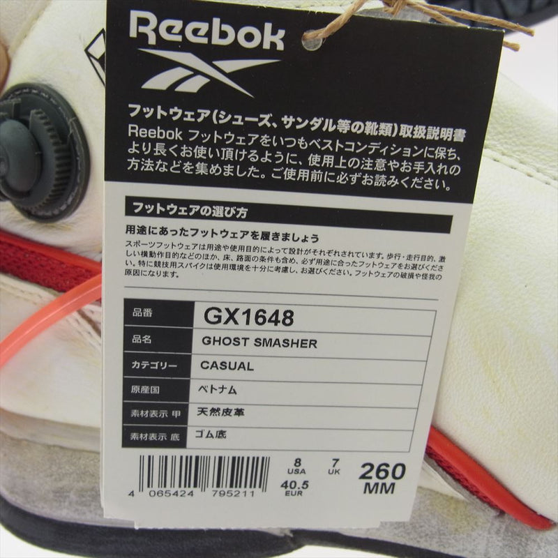 Reebok リーボック GX1648 × Ghostbusters ゴーストバスターズ Ghost Smasher Ectoplasm ゴーストスマッシャー エクトプラズム スニーカー ホワイト系 26cm【新古品】【未使用】【中古】