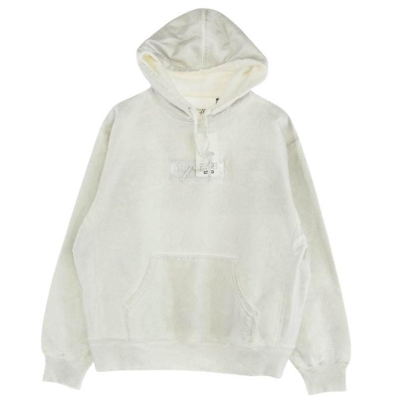 Supreme シュプリーム 24SS × MM6 Maison Margiela エムエムシックス メゾンマルジェラ Foil Box Logo Hooded Sweatshirt ボックス ロゴ フーデッド スウェットシャツ フーディー パーカー ホワイト系 グレー系 S【極上美品】【中古】