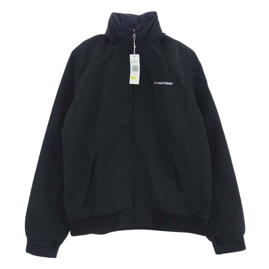 TOMMY HILFIGER トミーヒルフィガー C837830442 017 ロゴ刺繍 襟ロゴ フード収納可能 スタンドカラー ナイロン フルジップ ジャケット ブルゾン ネイビー系 S【中古】