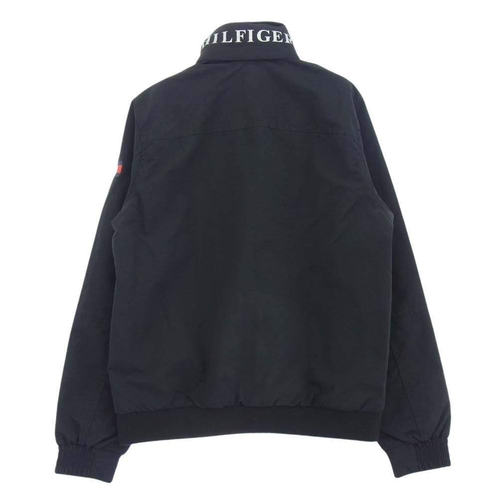TOMMY HILFIGER トミーヒルフィガー C837830442 017 ロゴ刺繍 襟ロゴ フード収納可能 スタンドカラー ナイロン フルジップ ジャケット ブルゾン ネイビー系 S【中古】