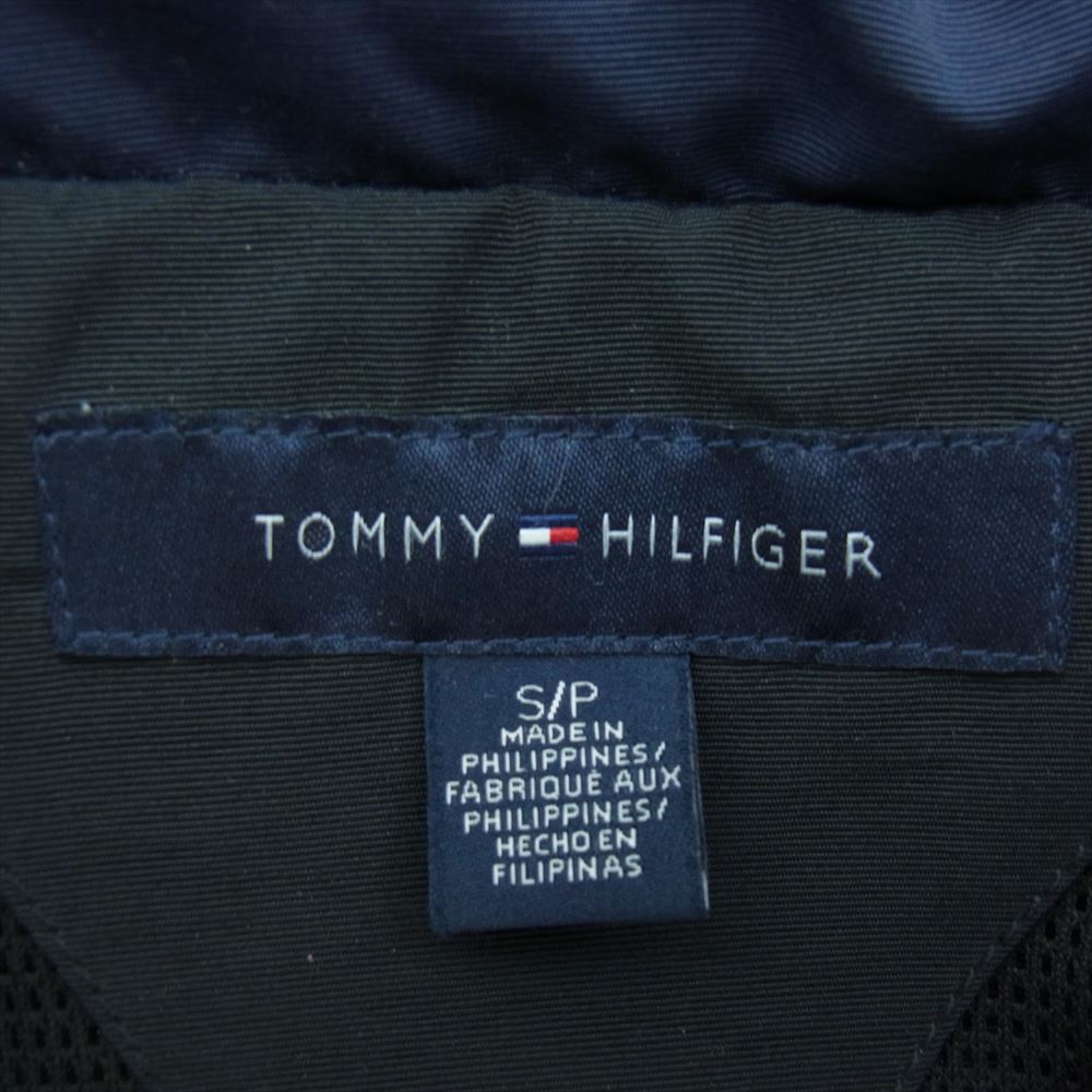 TOMMY HILFIGER トミーヒルフィガー C837830442 017 ロゴ刺繍 襟ロゴ フード収納可能 スタンドカラー ナイロン フルジップ ジャケット ブルゾン ネイビー系 S【中古】