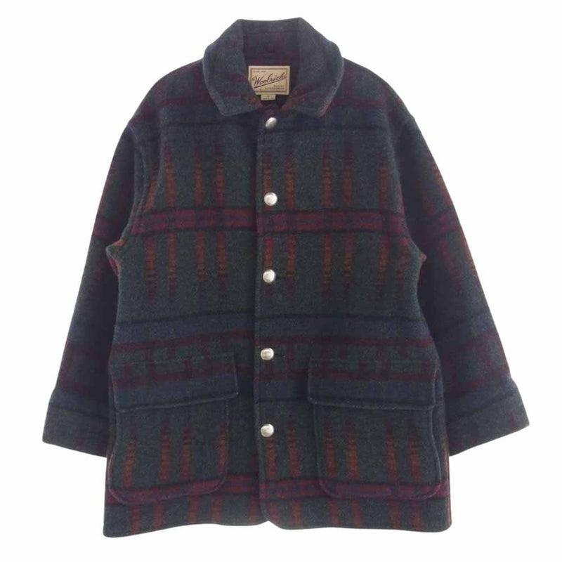 WOOLRICH ウールリッチ USA製 ウールブランケット チェック ジャケット コンチョボタン カバーオール M【中古】