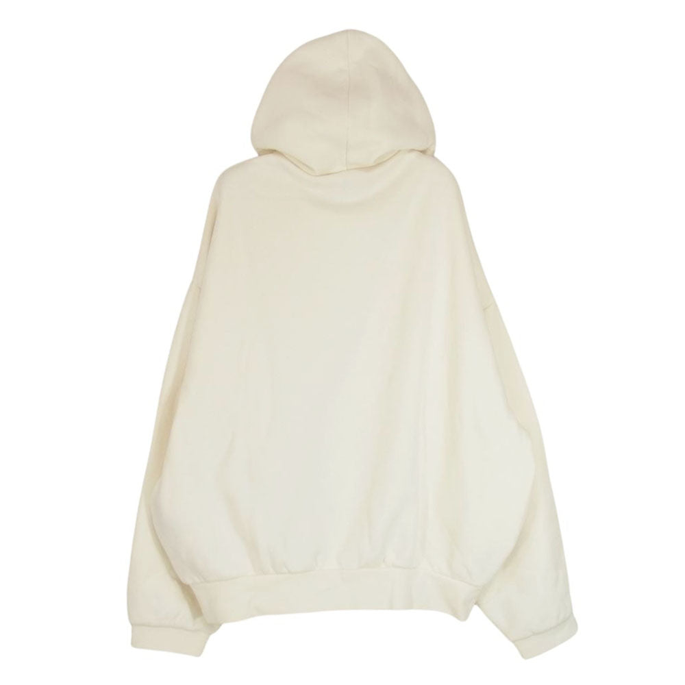 FEAR OF GOD フィアオブゴッド 8312-343-2050 ESSENTIALS エッセンシャルズ ラバー ロゴ Bonded Hoodie プルオーバー パーカー オフホワイト系 S【中古】