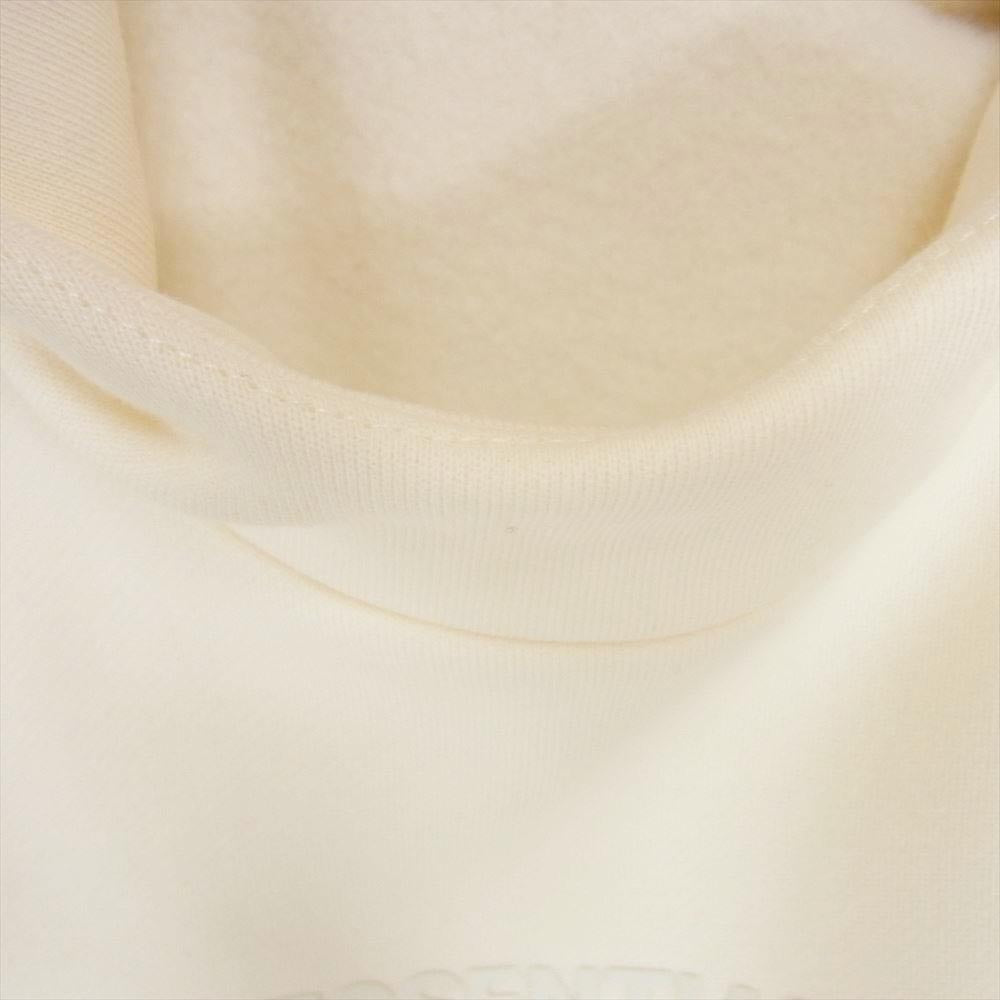 FEAR OF GOD フィアオブゴッド 8312-343-2050 ESSENTIALS エッセンシャルズ ラバー ロゴ Bonded Hoodie プルオーバー パーカー オフホワイト系 S【中古】