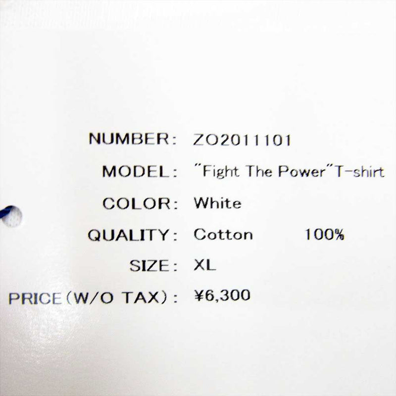 アップルバム ZO2011101 Fight The Power プリント 半袖 Tシャツ ホワイト系 XL【新古品】【未使用】【中古】