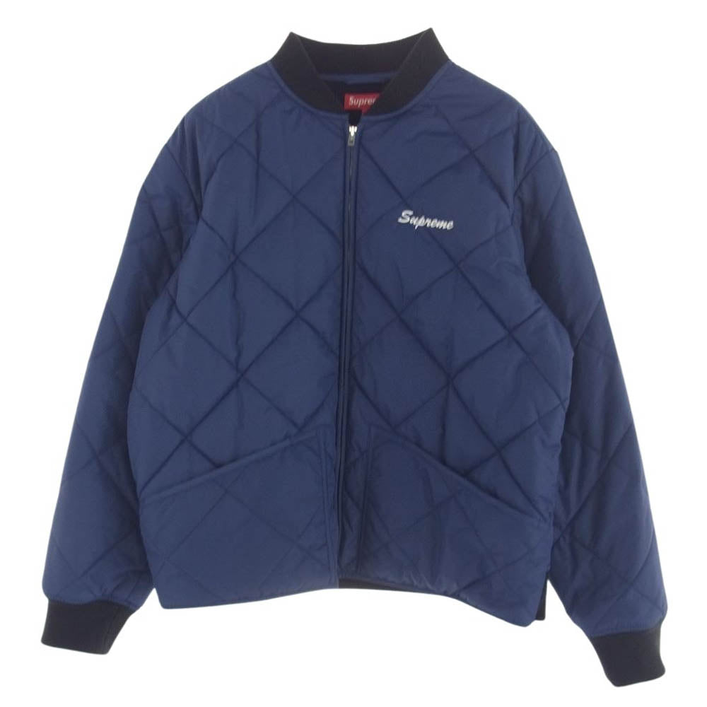 Supreme シュプリーム 21AW Quit Your Job Quilted Work Jacket ジョブ 刺繍 エンブロイダリー キルティング ワーク ジャケット ネイビー系 L【中古】