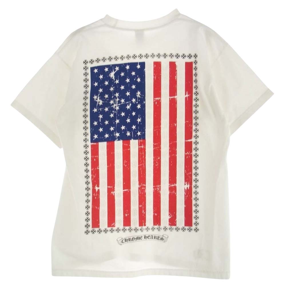 CHROME HEARTS クロムハーツ（原本無） American Flag Dagger Tee アメリカンフラッグ ダガー Tシャツ 半袖 ホワイト系 L【中古】