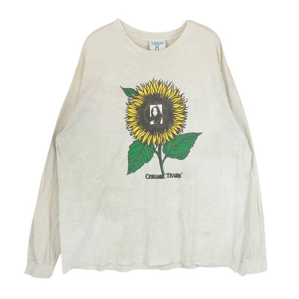 オンラインセラミックス 向日葵 ひまわりプリント 長袖 Tシャツ ロンT グレー系 XL【中古】