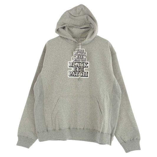 BlackEyePatch ブラックアイパッチ 21AW BEPFW21TP27 OG LABEL HOODIE レーベル ロゴ フーディー プルオーバ― パーカー グレー系 XL【極上美品】【中古】