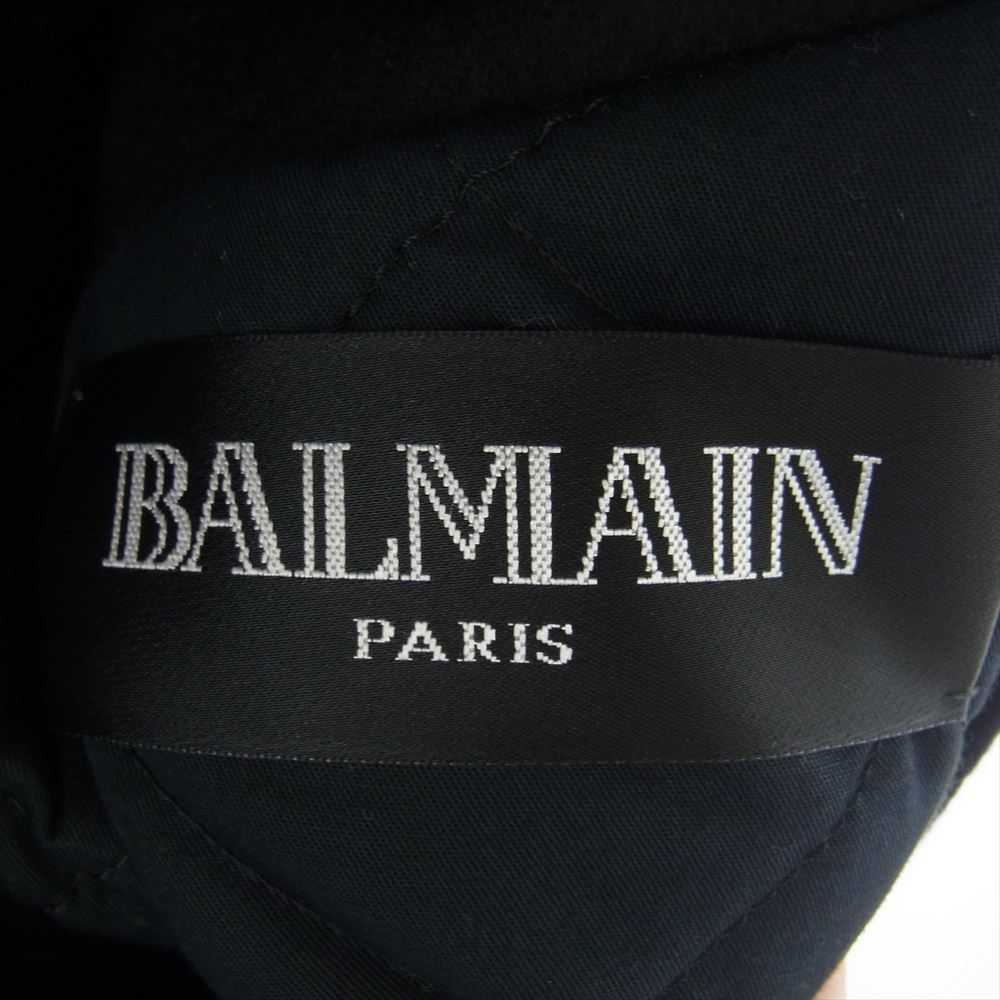 BALMAIN バルマン T270 B926 デカルナン期 カシミヤ ショート ダブル ピーコート ブラック系 44【中古】