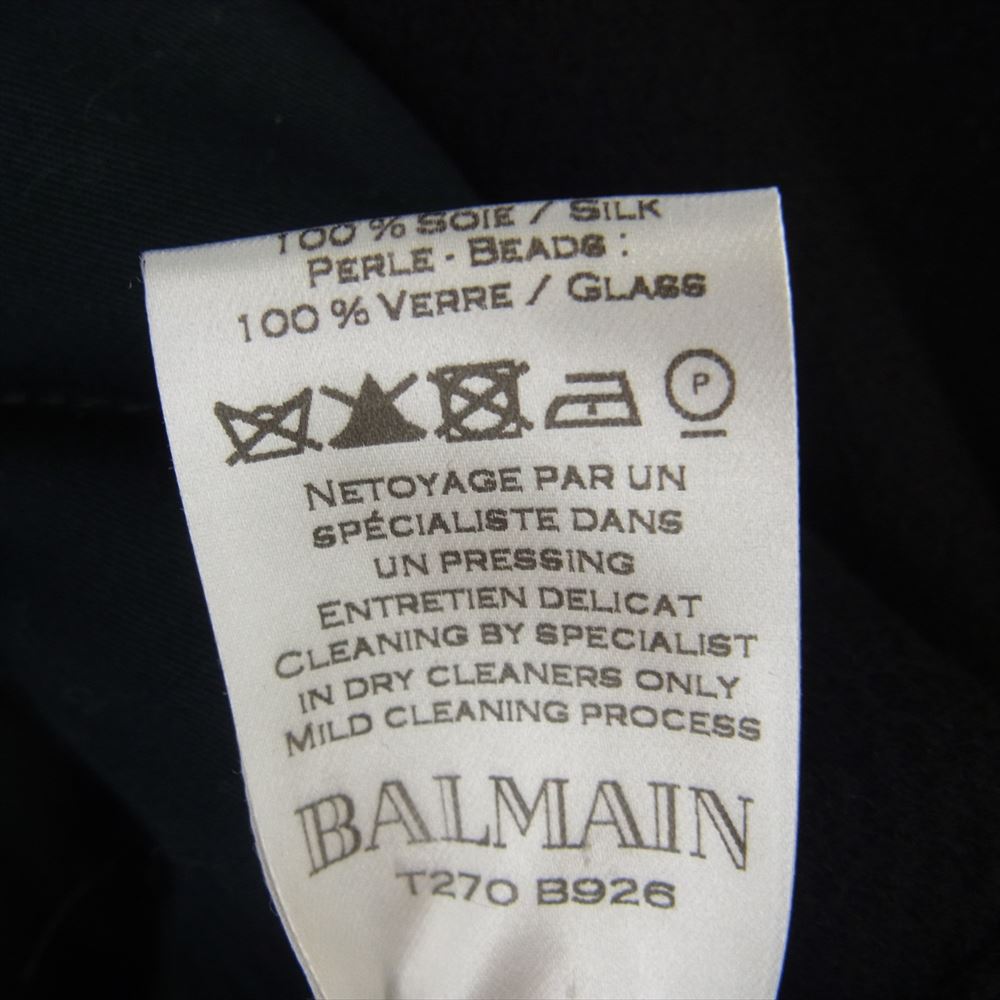 BALMAIN バルマン T270 B926 デカルナン期 カシミヤ ショート ダブル ピーコート ブラック系 44【中古】