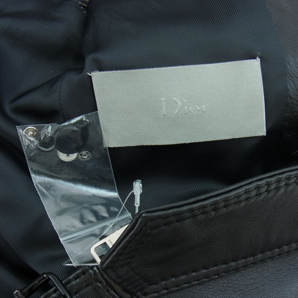 DIOR HOMME ディオールオム 07SS  7E354005003 エディ期 国内正規品 バイカー ラムレザー ブルゾン ジャケット ブラック系 44【中古】