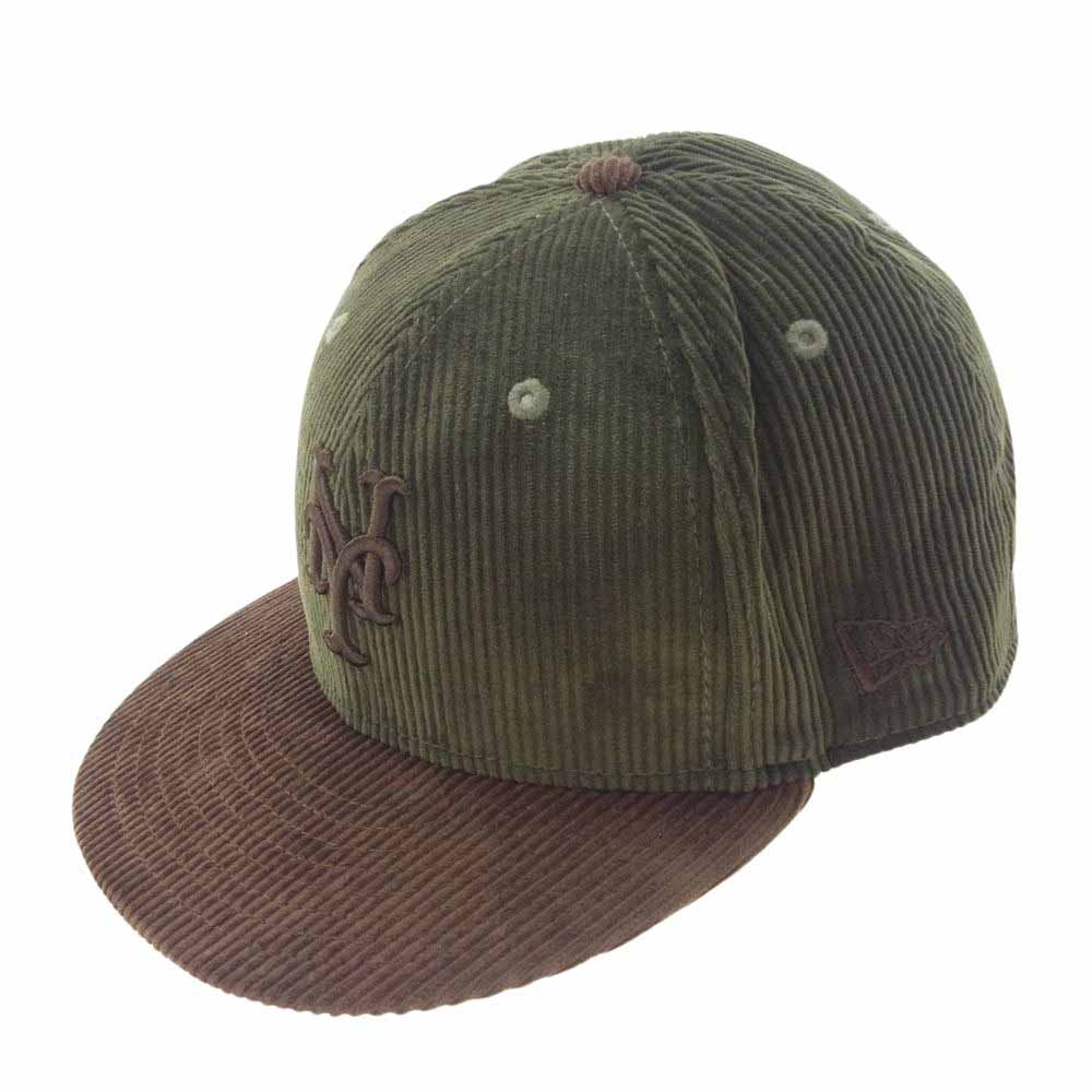 NEW ERA ニューエラ ツートーン コーデュロイ 6パネル ロゴ刺繍 ベースボールキャップ ブラウン系 61.5cm【中古】