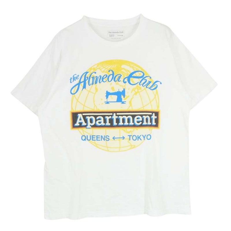 ジアパートメント 23SS × The Almeda Club Globe T-Shirt アメリカ製 グラフィック プリント Ｔシャツ ホワイト系 XL【中古】