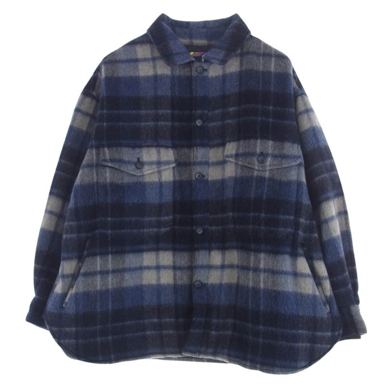 is-ness イズネス 21AW 1003AWSH01 CPO SHIRT JACKET ウール ナイロン モヘア モヘヤ 長袖 シャツ ジャケット ブルー系 L【中古】