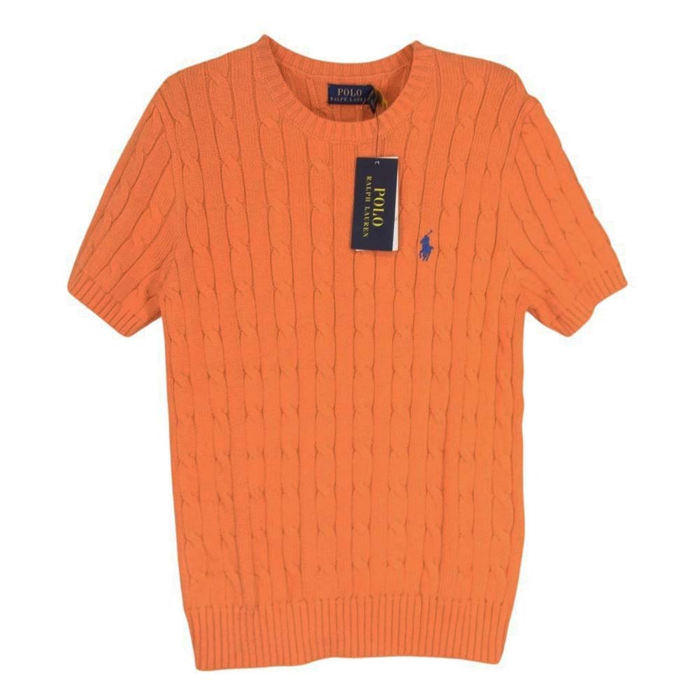 POLO RALPH LAUREN ポロ・ラルフローレン WMPOSWENC0206996 コットン ケーブル 半袖 ニット オレンジ系 M【極上美品】【中古】