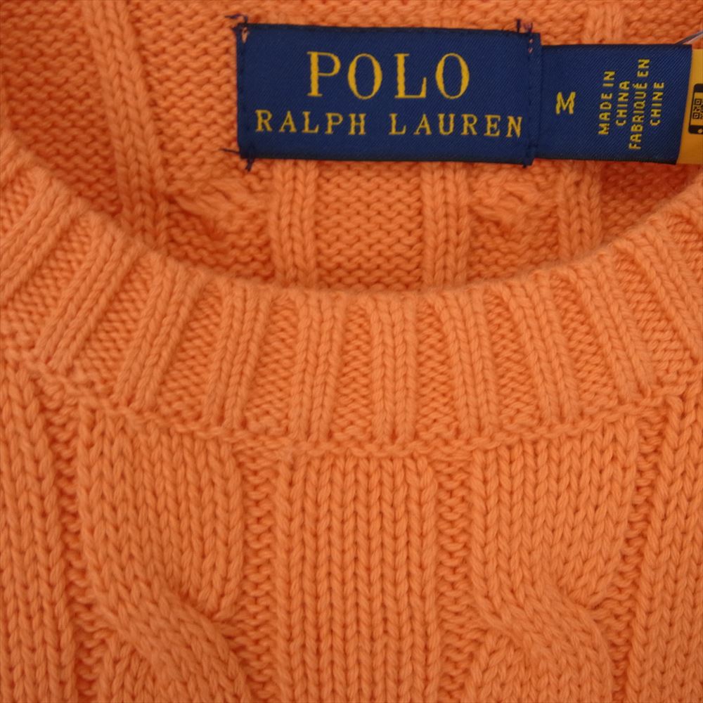 POLO RALPH LAUREN ポロ・ラルフローレン WMPOSWENC0206996 コットン ケーブル 半袖 ニット オレンジ系 M【極上美品】【中古】
