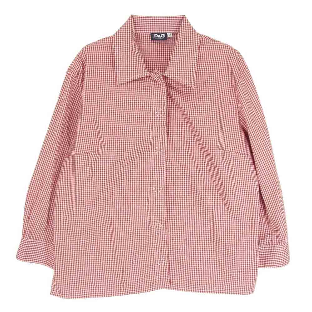DOLCE&GABBANA ドルチェアンドガッバーナ ギンガムチェック スナップボタン 長袖 シャツ レッド系 M【中古】
