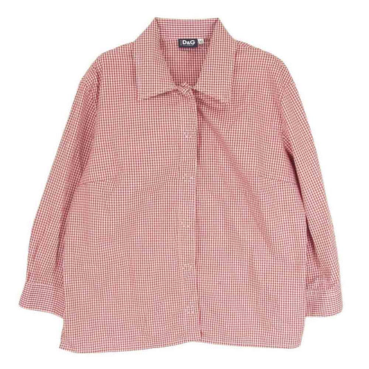 DOLCE&GABBANA ドルチェアンドガッバーナ ギンガムチェック スナップボタン 長袖 シャツ レッド系 M【中古】