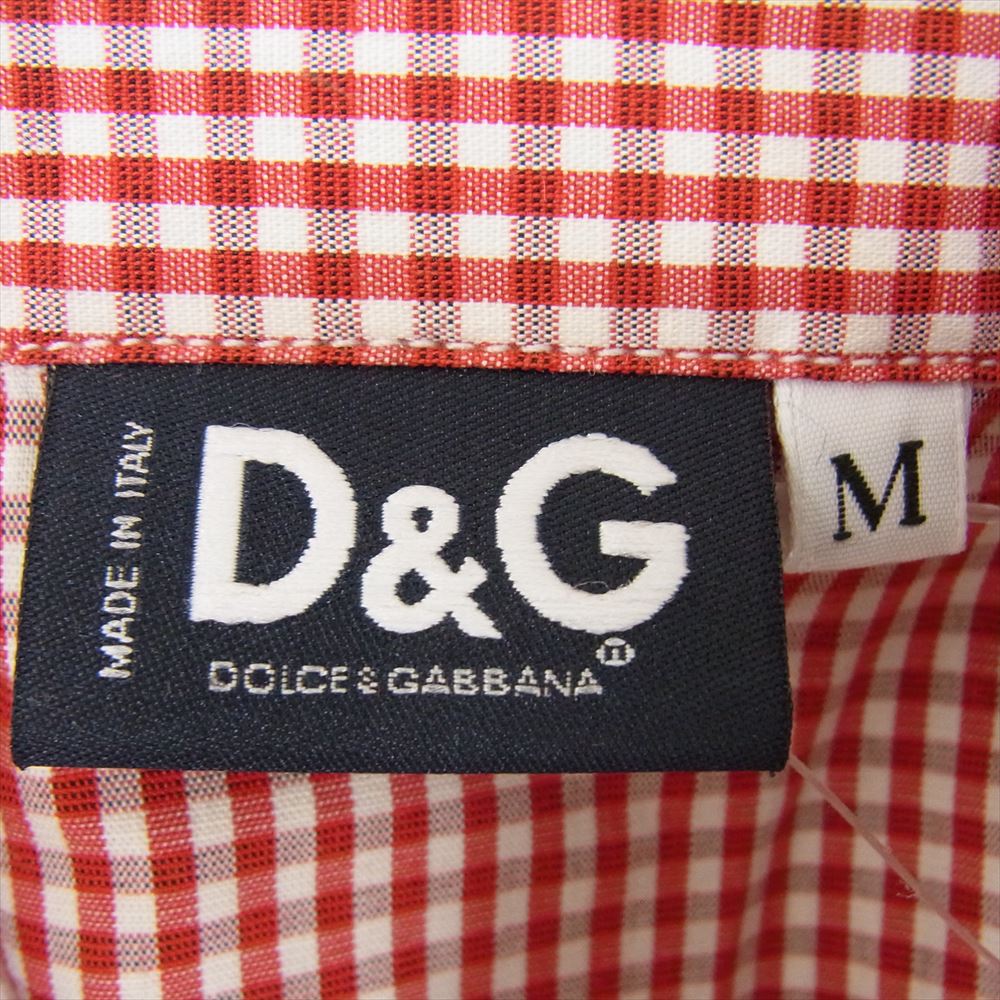DOLCE&GABBANA ドルチェアンドガッバーナ ギンガムチェック スナップボタン 長袖 シャツ レッド系 M【中古】