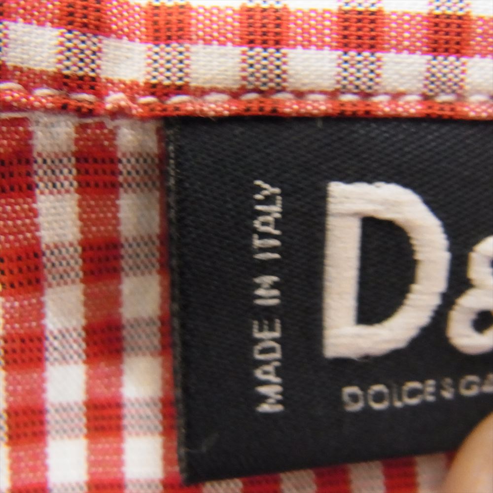 DOLCE&GABBANA ドルチェアンドガッバーナ ギンガムチェック スナップボタン 長袖 シャツ レッド系 M【中古】