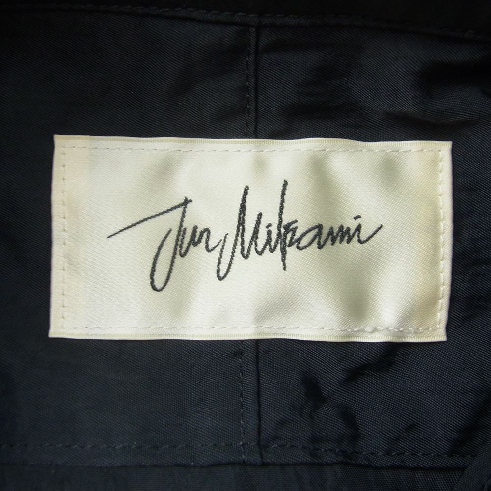ジュンミカミ スタンドカラー タックスリーブ ナイロン ロングブラウス シャツ ワンピース ブラック系【中古】