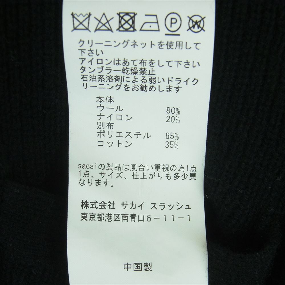 Sacai サカイ 17-03322 バックシャツ ブラウス プリーツ 切替 ニット 中国製 ブラック系 2【中古】