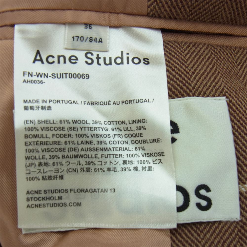 ACNE STUDIOS アクネストゥディオズ AH0036 FN-WN-SUIT00069 チェック テーラードジャケット ライトブラウン系 36【中古】