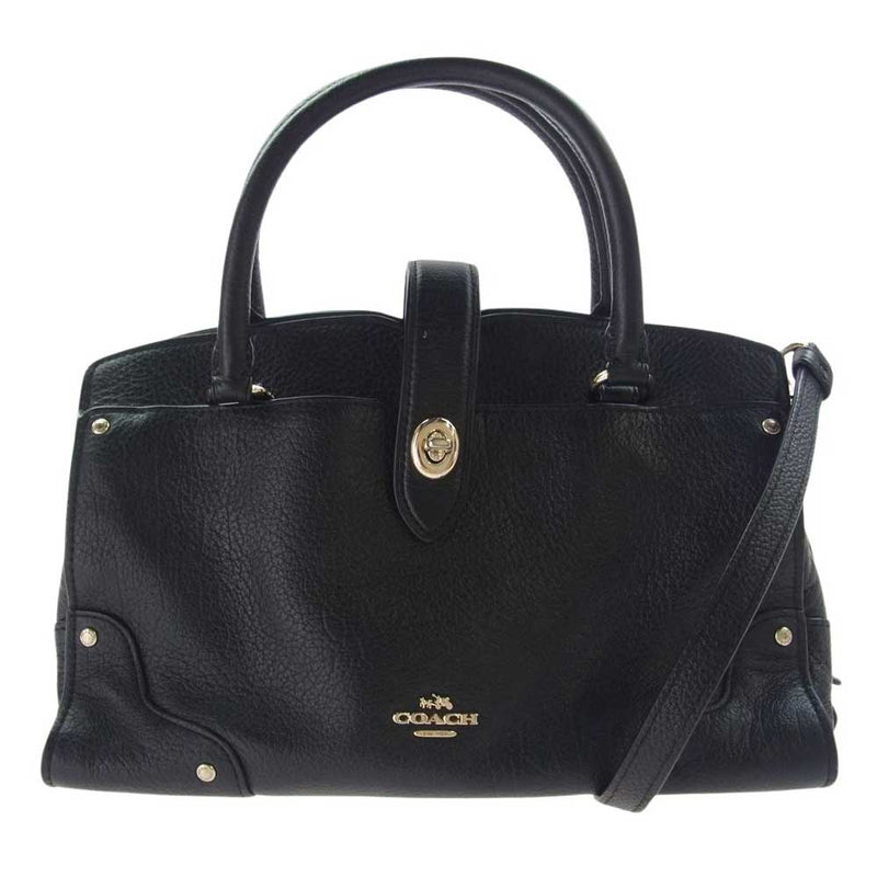 COACH コーチ レザー 2way ハンドバッグ ショルダーバッグ ブラック系【中古】