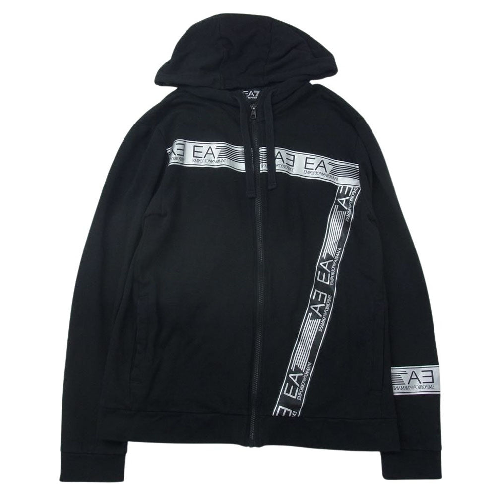 Emporio Armani エンポリオ・アルマーニ 6HPM30 PJ05Z ロゴプリント スウェット ジップ パーカー ブラック系 USA L【中古】