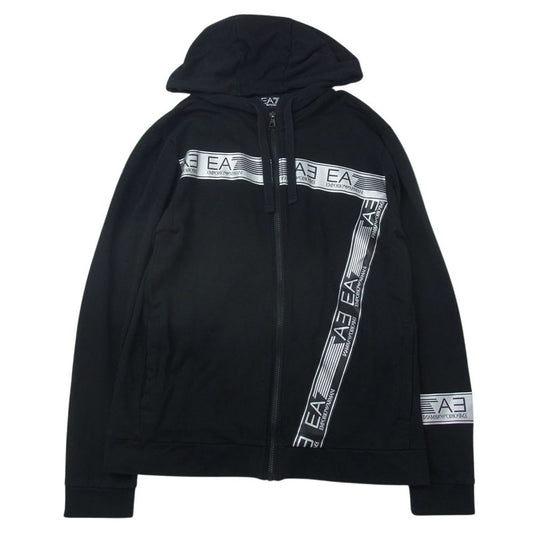 Emporio Armani エンポリオ・アルマーニ 6HPM30 PJ05Z ロゴプリント スウェット ジップ パーカー ブラック系 USA L【中古】