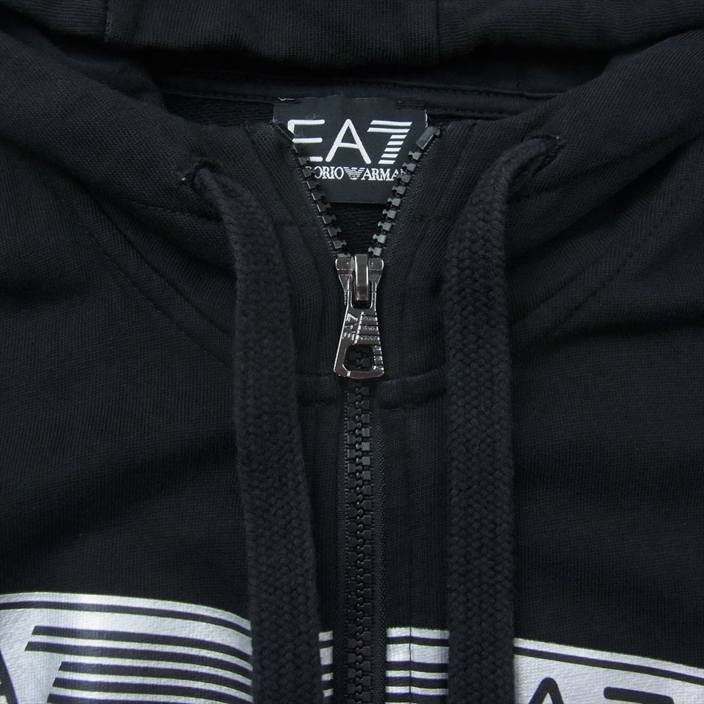 Emporio Armani エンポリオ・アルマーニ 6HPM30 PJ05Z ロゴプリント スウェット ジップ パーカー ブラック系 USA L【中古】