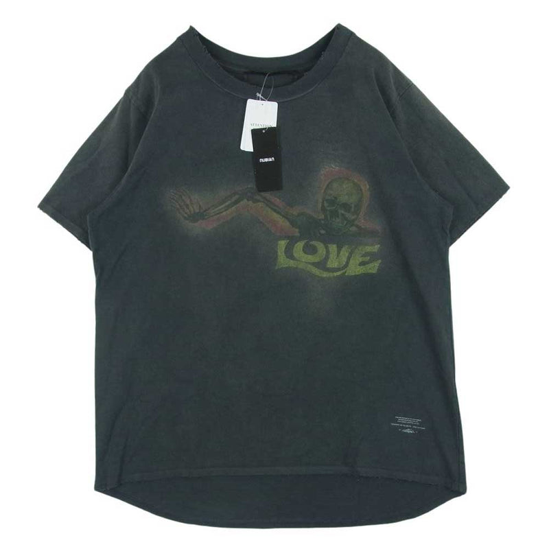 ジュンナカヤマ 24SS JN-SS24-007 LOVE T-SHIRTS ダメージ加工 ラブ プリント 半袖 Tシャツ グレー系 L【新古品】【未使用】【中古】