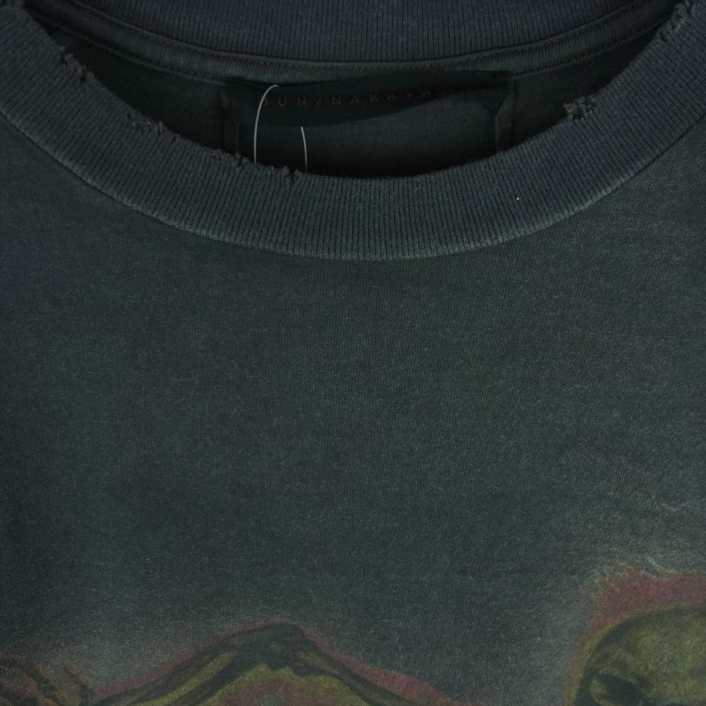 ジュンナカヤマ 24SS JN-SS24-007 LOVE T-SHIRTS ダメージ加工 ラブ プリント 半袖 Tシャツ グレー系 L【新古品】【未使用】【中古】