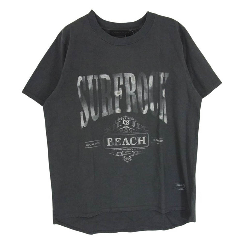 ジュンナカヤマ 24SS JN-SS24-009 SR T-SHIRTS ダメージ加工 プリント 半袖 Tシャツ ブラック系 L【新古品】【未使用】【中古】