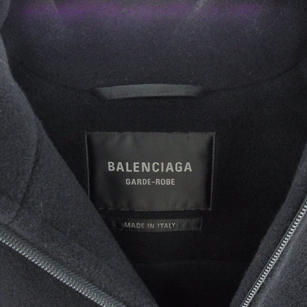 BALENCIAGA バレンシアガ 24SS 773114 TPU12 GARDE-ROBE ZIP UP FLEECE JACKET ジップアップ フリース ジャケット ブラック系 44【中古】