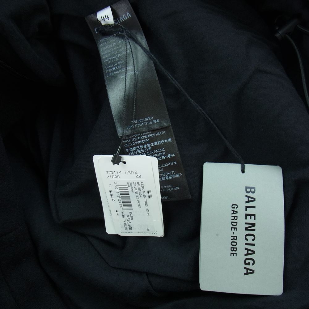 BALENCIAGA バレンシアガ 24SS 773114 TPU12 GARDE-ROBE ZIP UP FLEECE JACKET ジップアップ フリース ジャケット ブラック系 44【中古】