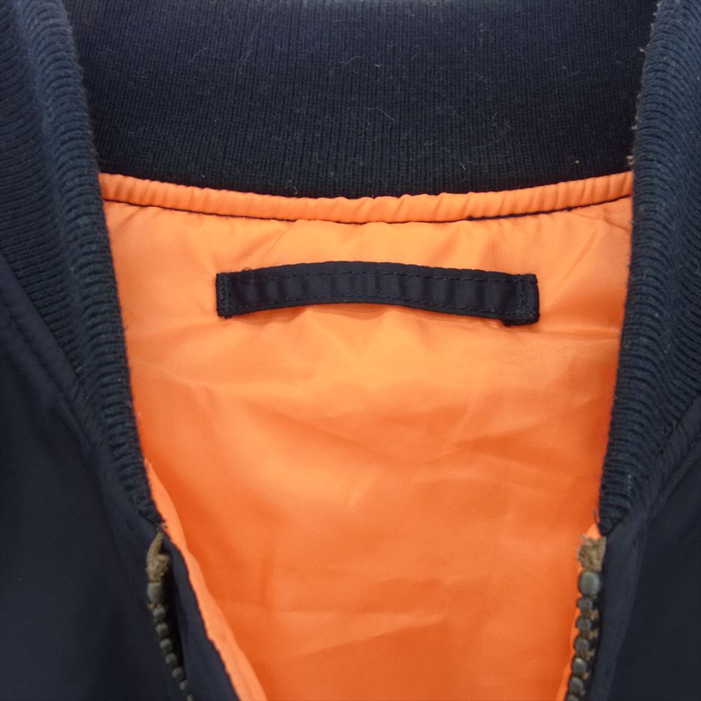 HOUSTON ヒューストン バック 刺繍 ミリタリー MA－1 フライト ジャケット ネイビー系 L【中古】