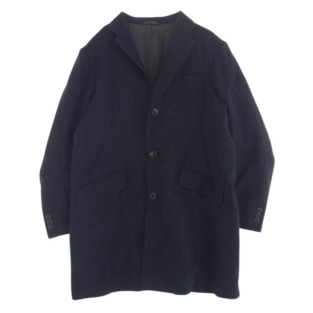 Eddie Bauer エディー・バウアー MOON Woven in England ツイード ウール コート ネイビー系 XL【中古】