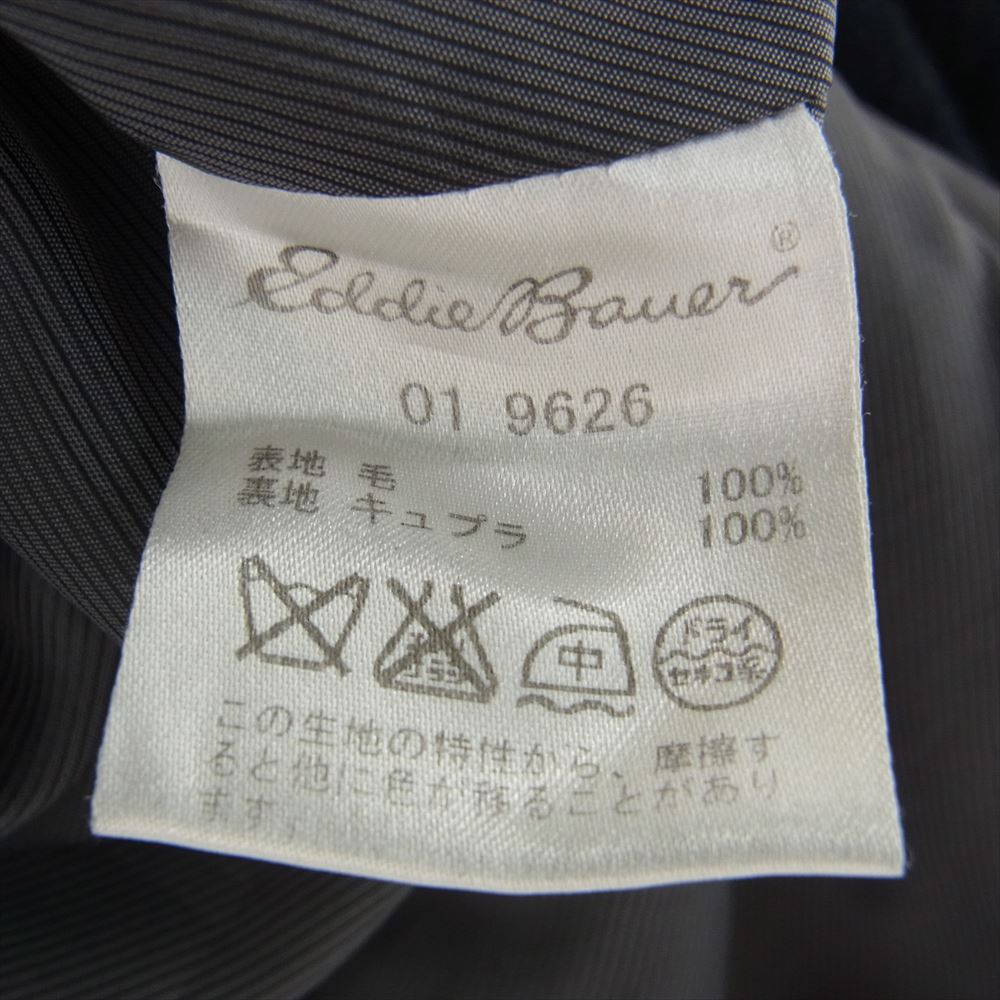 Eddie Bauer エディー・バウアー MOON Woven in England ツイード ウール コート ネイビー系 XL【中古】