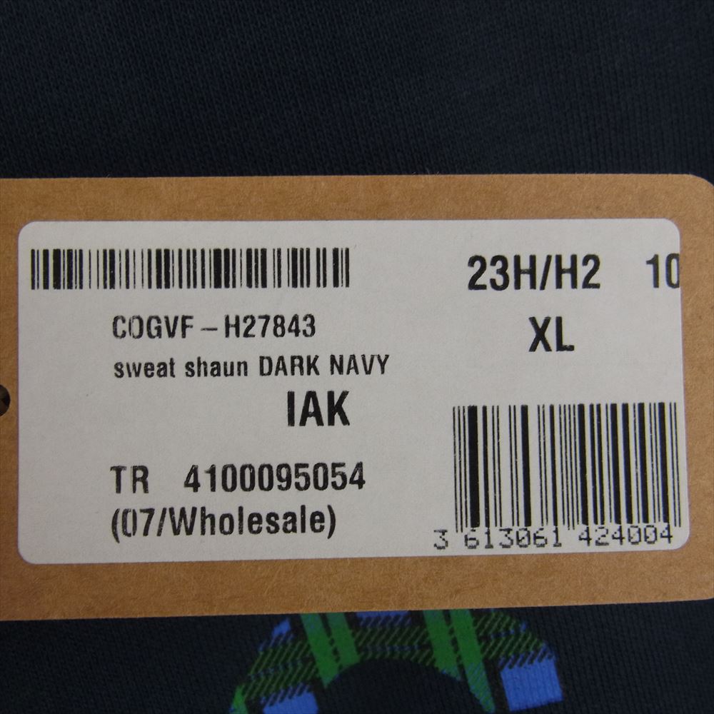 A.P.C. アーペーセー COGVF-H27843 SWEAT SHAUN HEATHERED タータンチェック柄 ロゴプリント クルーネック スウェット ダークネイビー系 XL【極上美品】【中古】