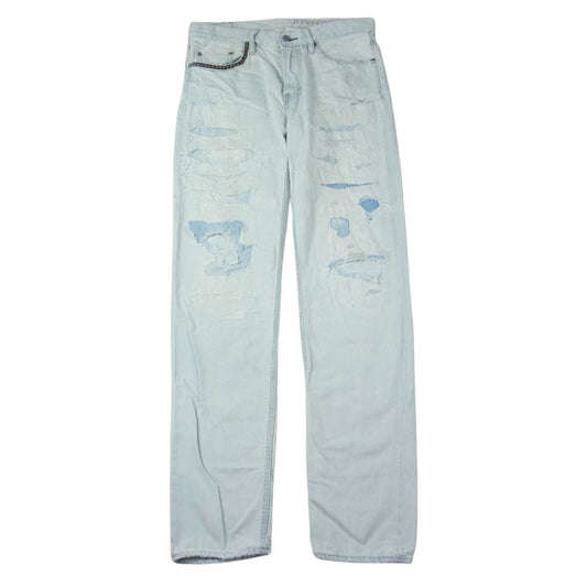 HYSTERIC GLAMOUR ヒステリックグラマー 02171AP08 Crash Repair Denim Pant  クラッシュ リペア ダメージ加工 スタッズ デニム パンツ ブルー系 29【中古】