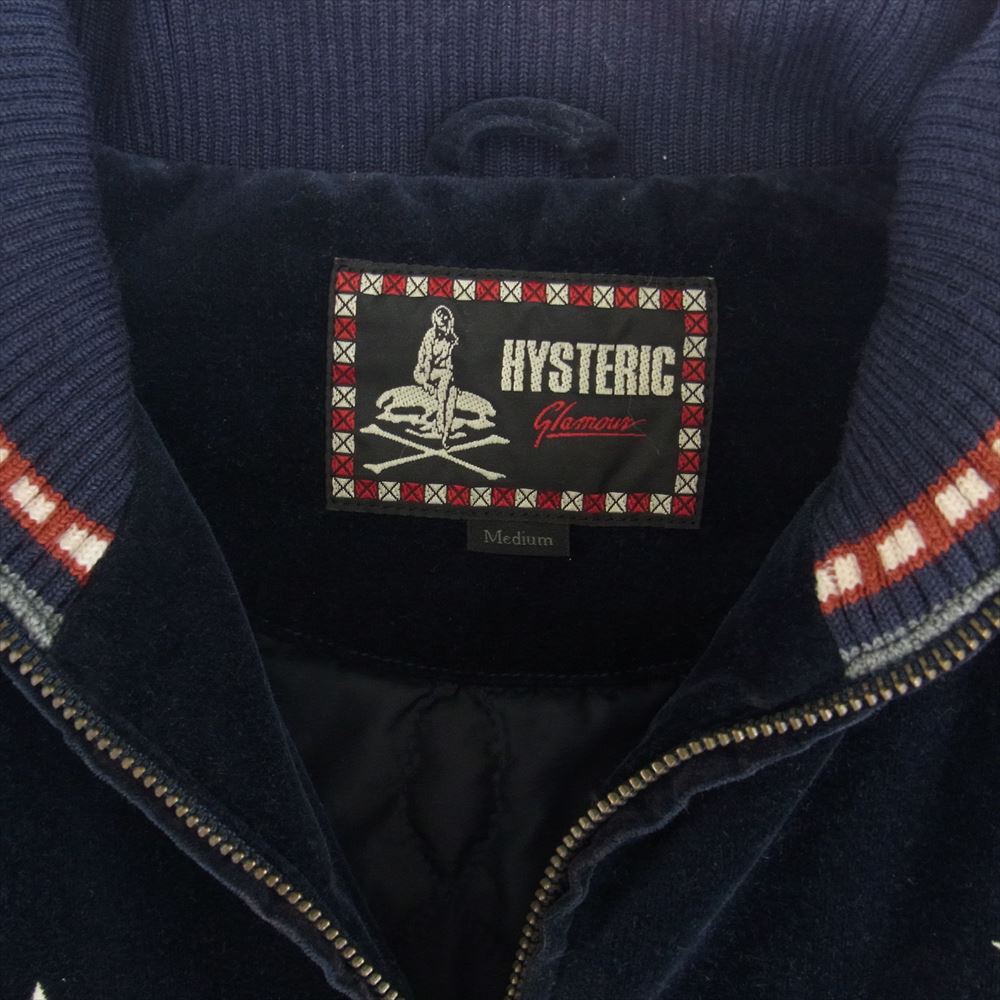 HYSTERIC GLAMOUR ヒステリックグラマー 0224AB02 WOMAN STAR ウーマン スター 刺繍 スカジャン ブルゾン  ネイビー系 M【中古】