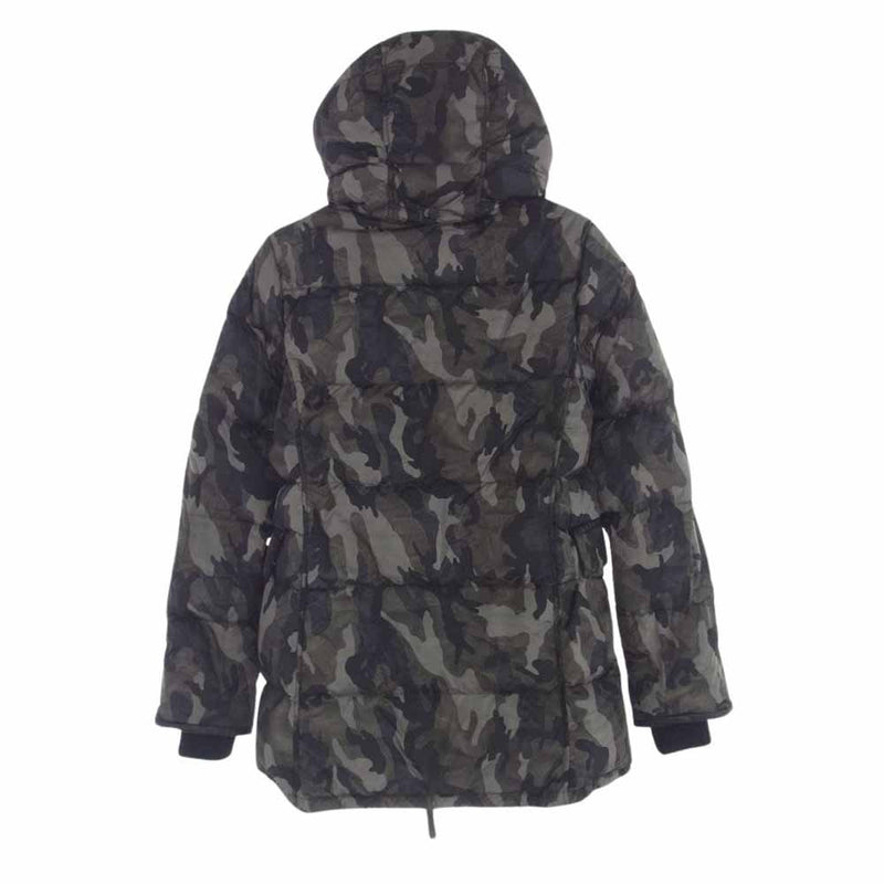 DUVETICA デュベティカ NYL008 × AKM エイケイエム LIMONTA CAMO BORDER HOODED カモフラ 迷彩柄 襟ファー ダウン ジャケット カーキ系 L【中古】