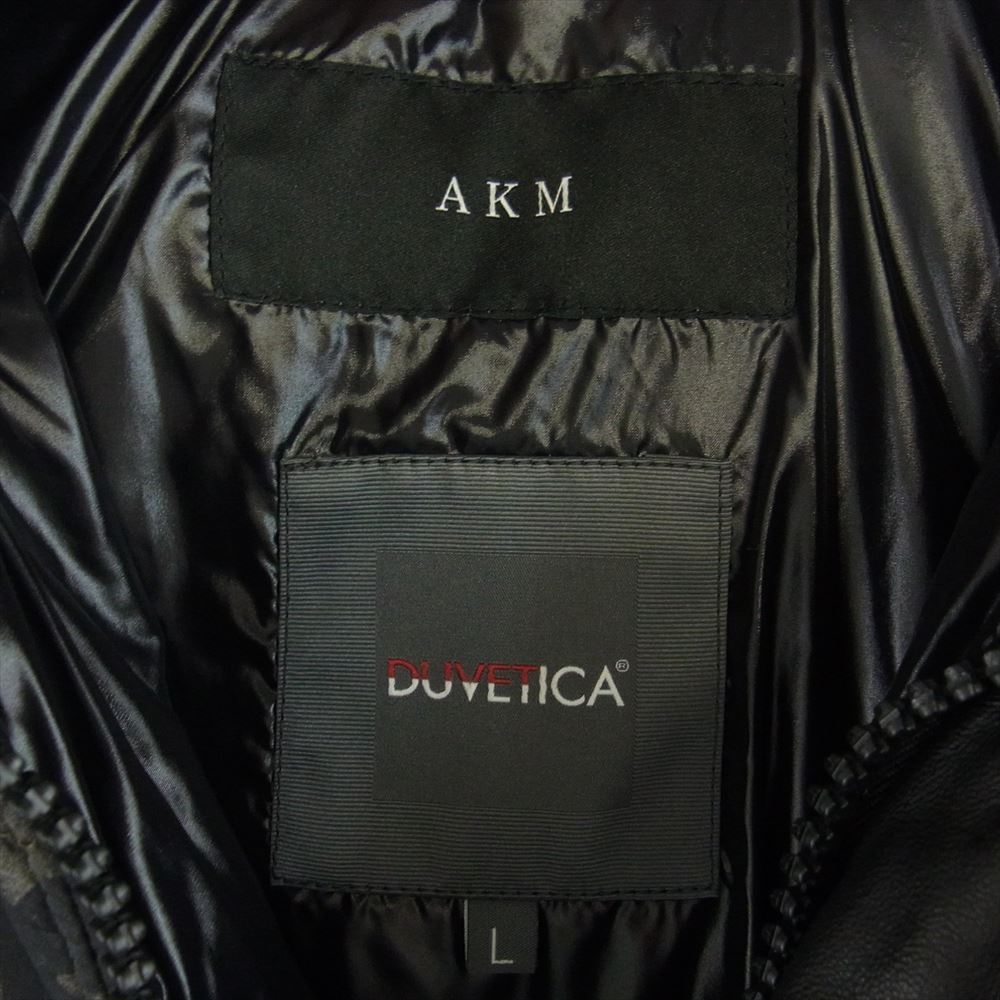 DUVETICA デュベティカ NYL008 × AKM エイケイエム LIMONTA CAMO BORDER HOODED カモフラ 迷彩柄 襟ファー ダウン ジャケット カーキ系 L【中古】