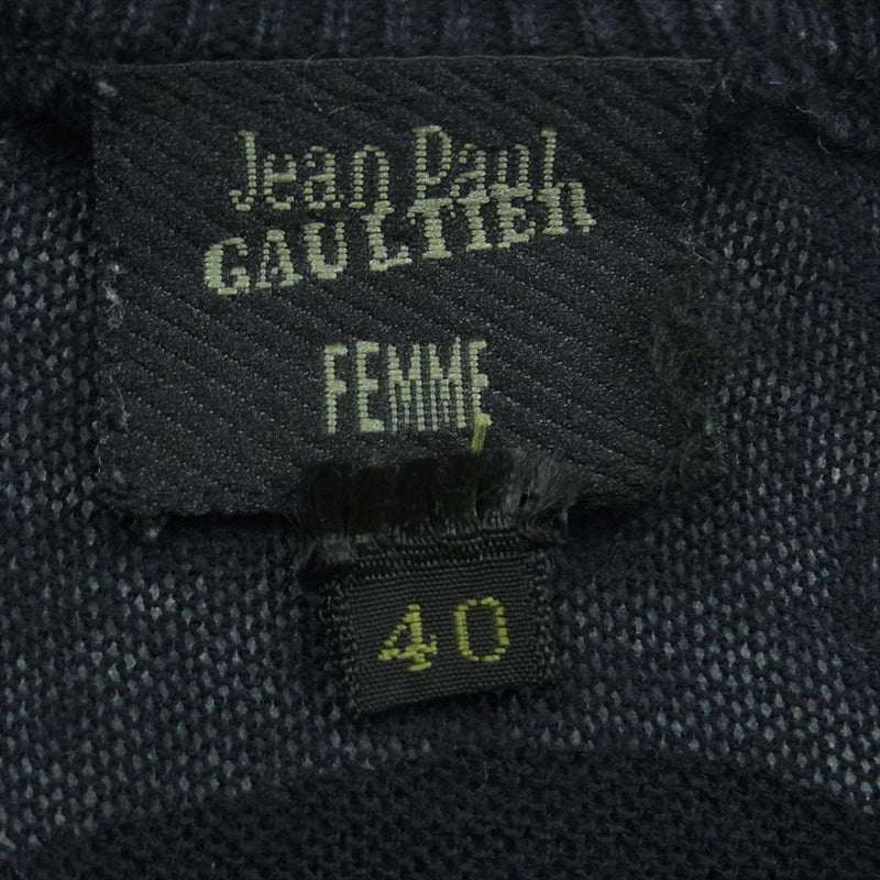 JEAN-PAUL GAULTIER ジャンポールゴルチエ ニット ワンピース フレア ドレス コットン 日本製 ダークネイビー系 40【中古】